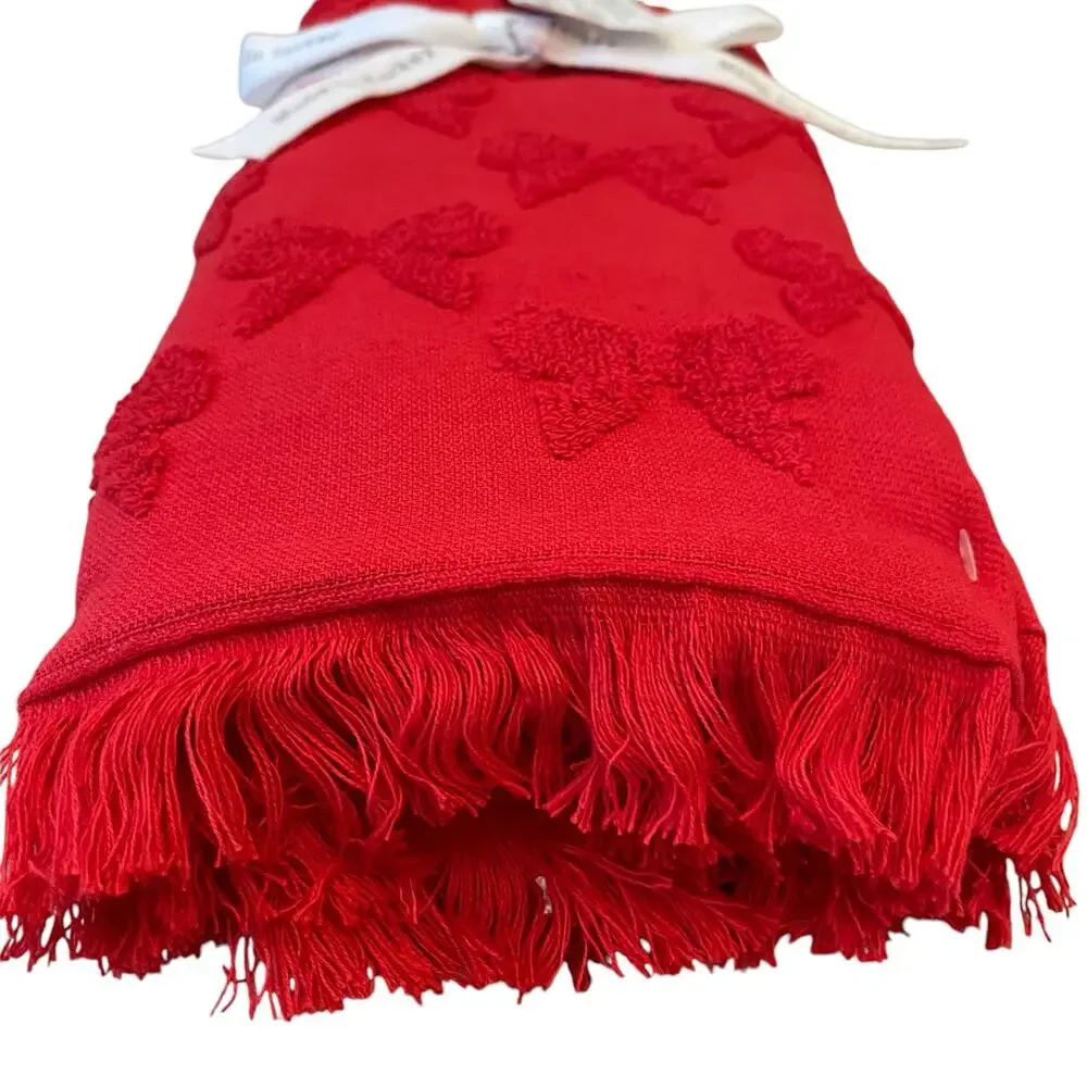 Bella Lux RED BOWS Hand Towel Set of 2 Chic Holiday Bathroom Decor New
